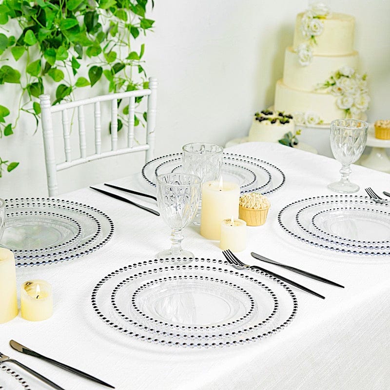 10 Round 13 in Plastic Charger Plates with Beaded Rim