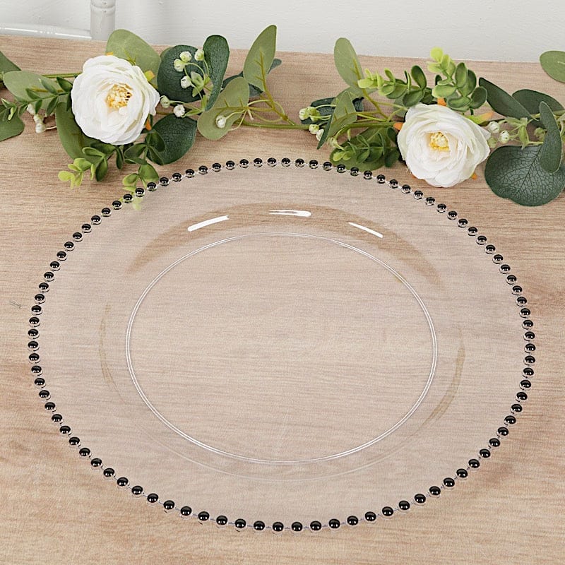 10 Round 13 in Plastic Charger Plates with Beaded Rim