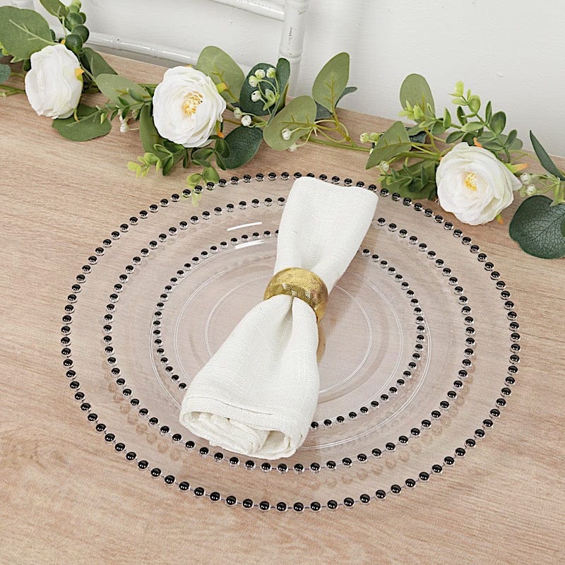 10 Round 13 in Plastic Charger Plates with Beaded Rim