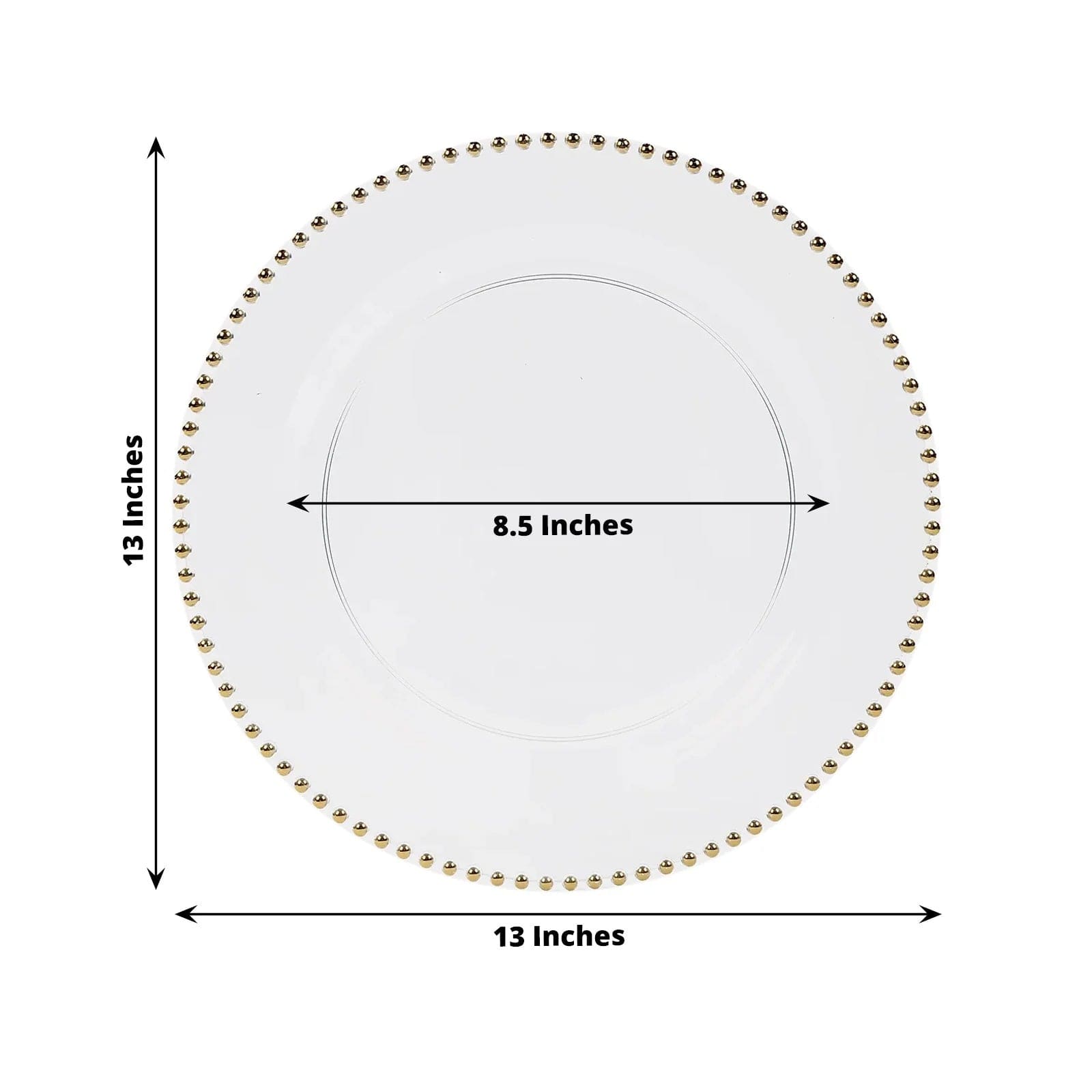 10 Round 13 in Plastic Charger Plates with Beaded Rim