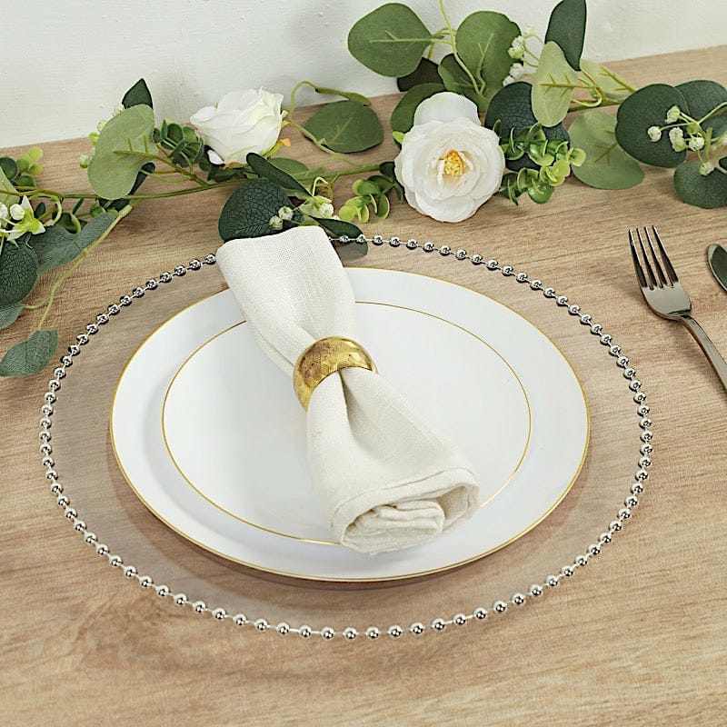 10 Round 13 in Plastic Charger Plates with Beaded Rim