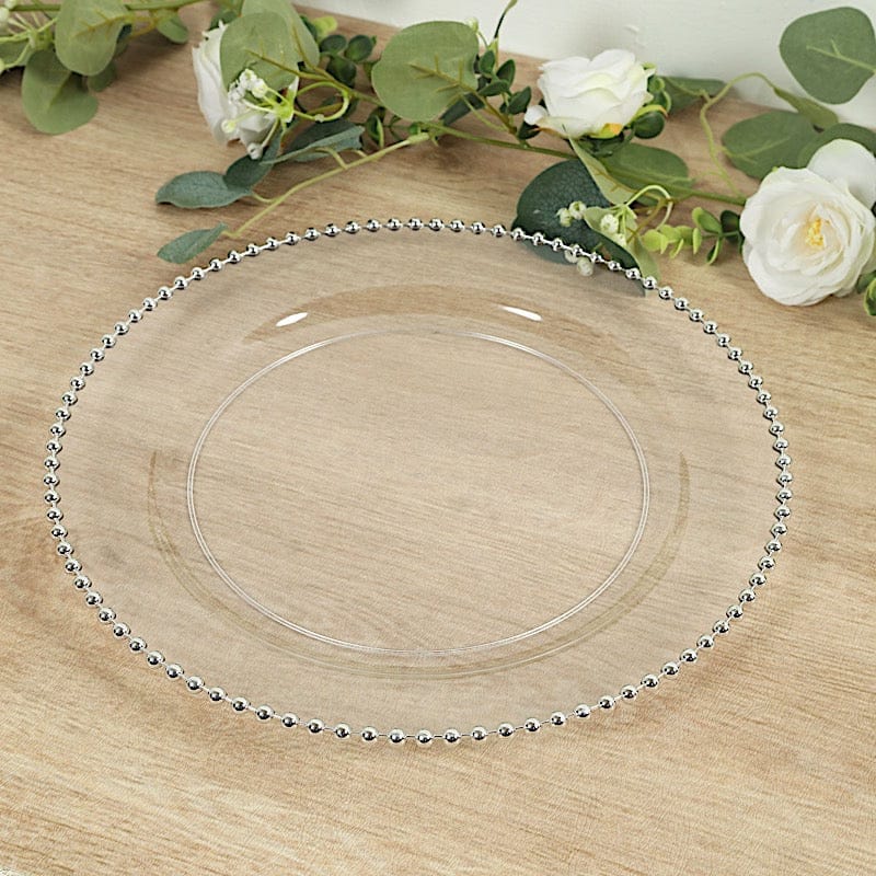 10 Round 13 in Plastic Charger Plates with Beaded Rim