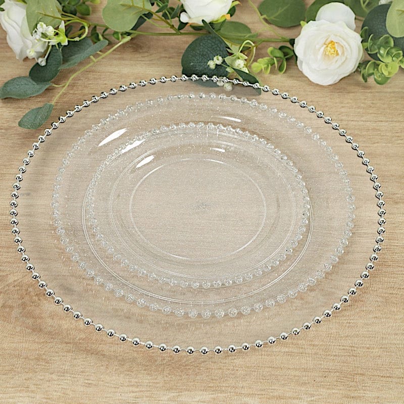 10 Round 13 in Plastic Charger Plates with Beaded Rim