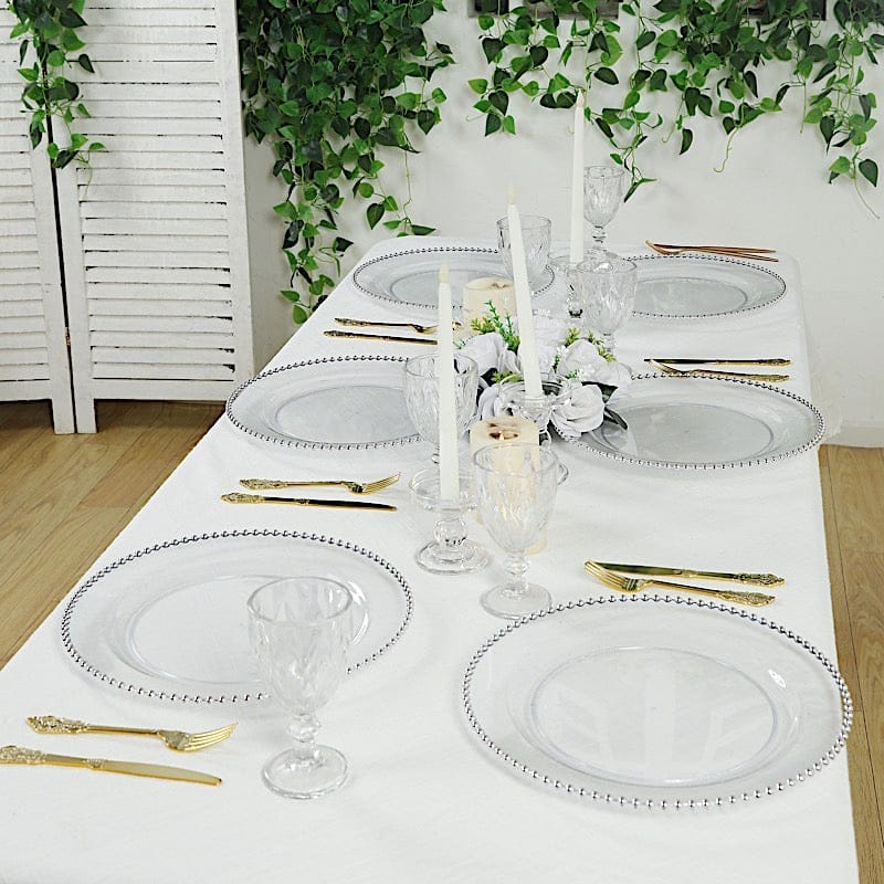 10 Round 13 in Plastic Charger Plates with Beaded Rim