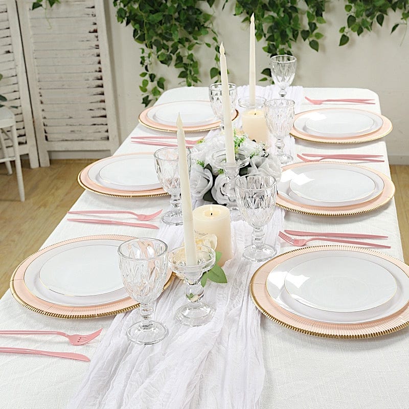 25 pcs 13 in Round Disposable Paper Charger Plates with Metallic Trim