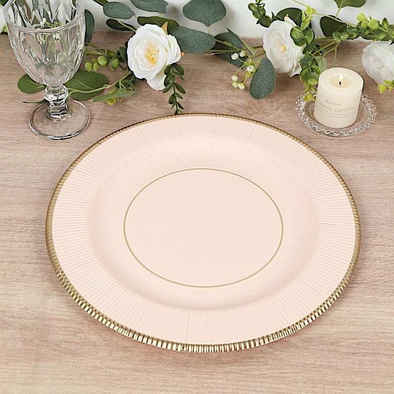 25 pcs 13 in Round Disposable Paper Charger Plates with Metallic Trim