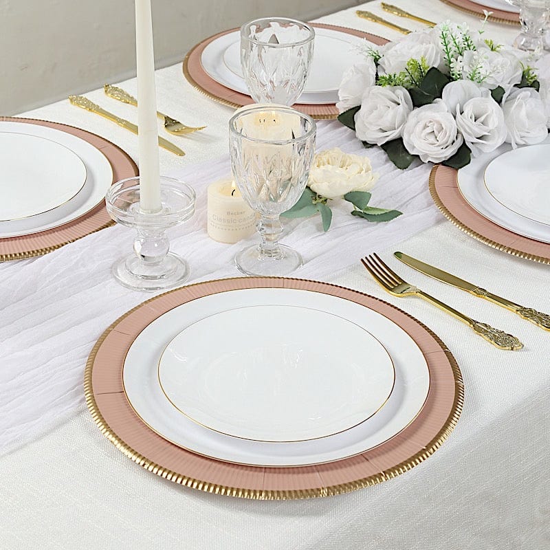 25 pcs 13 in Round Disposable Paper Charger Plates with Metallic Trim