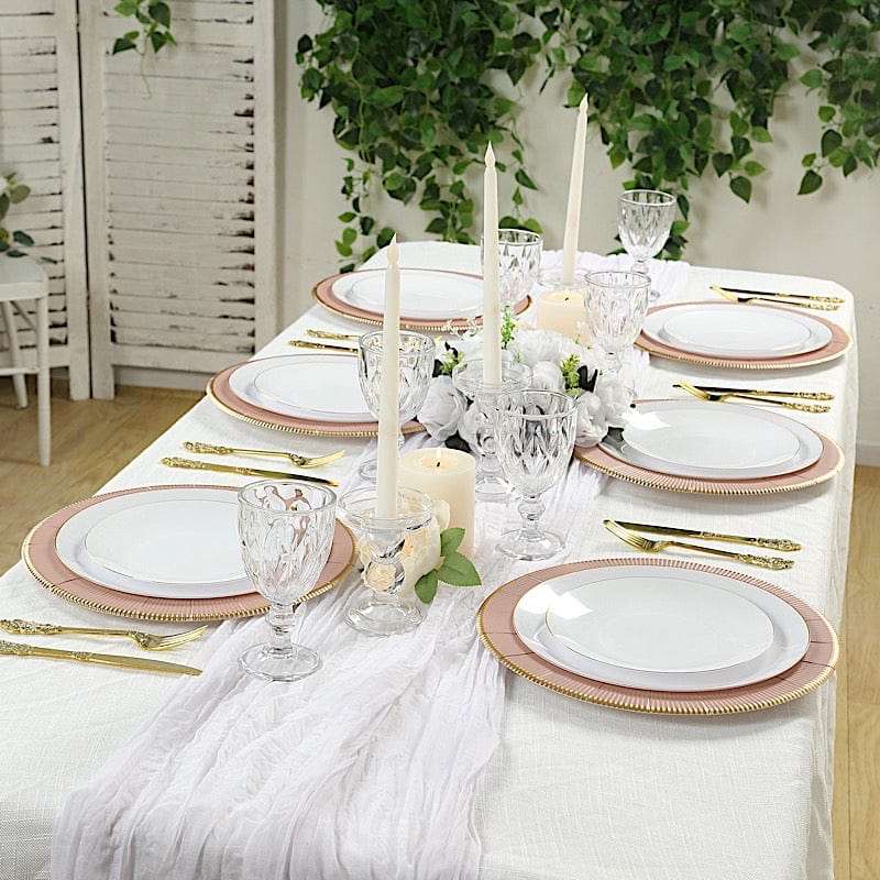 25 pcs 13 in Round Disposable Paper Charger Plates with Metallic Trim