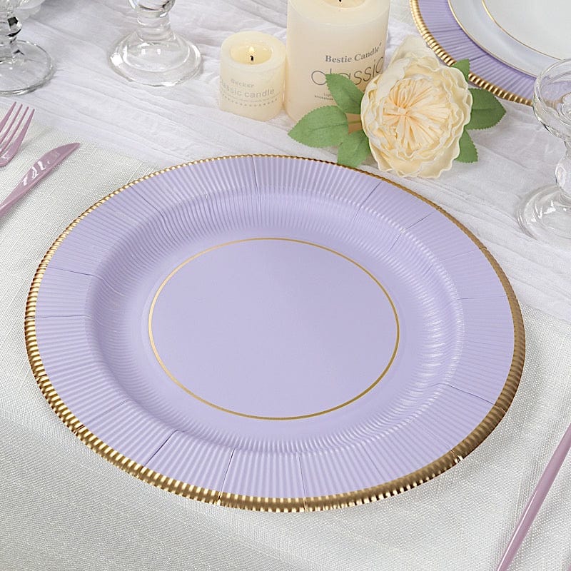 25 pcs 13 in Round Disposable Paper Charger Plates with Metallic Trim