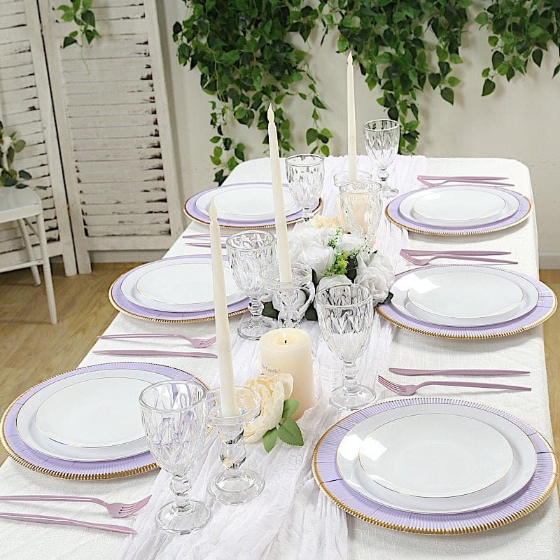 25 pcs 13 in Round Disposable Paper Charger Plates with Metallic Trim