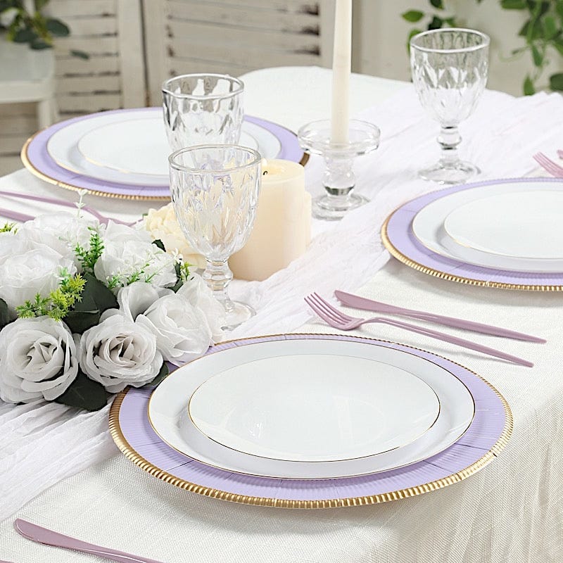 25 pcs 13 in Round Disposable Paper Charger Plates with Metallic Trim