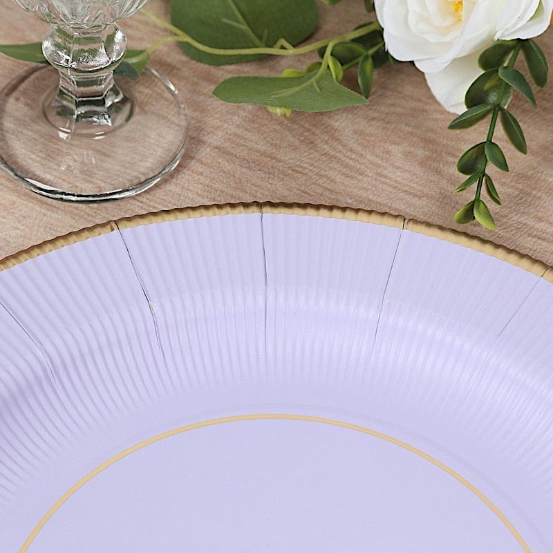 25 pcs 13 in Round Disposable Paper Charger Plates with Metallic Trim