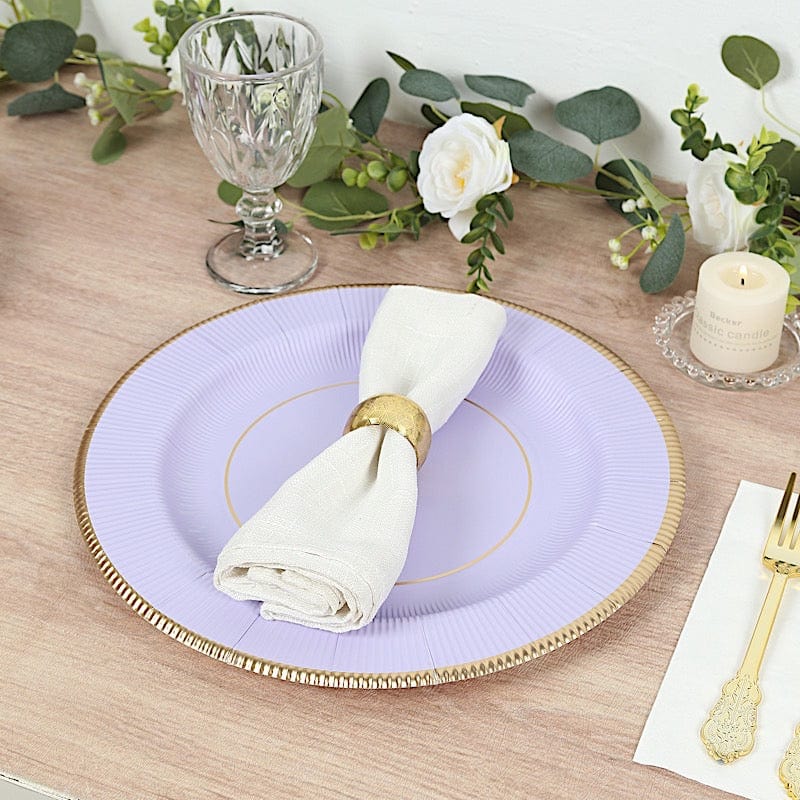 25 pcs 13 in Round Disposable Paper Charger Plates with Metallic Trim