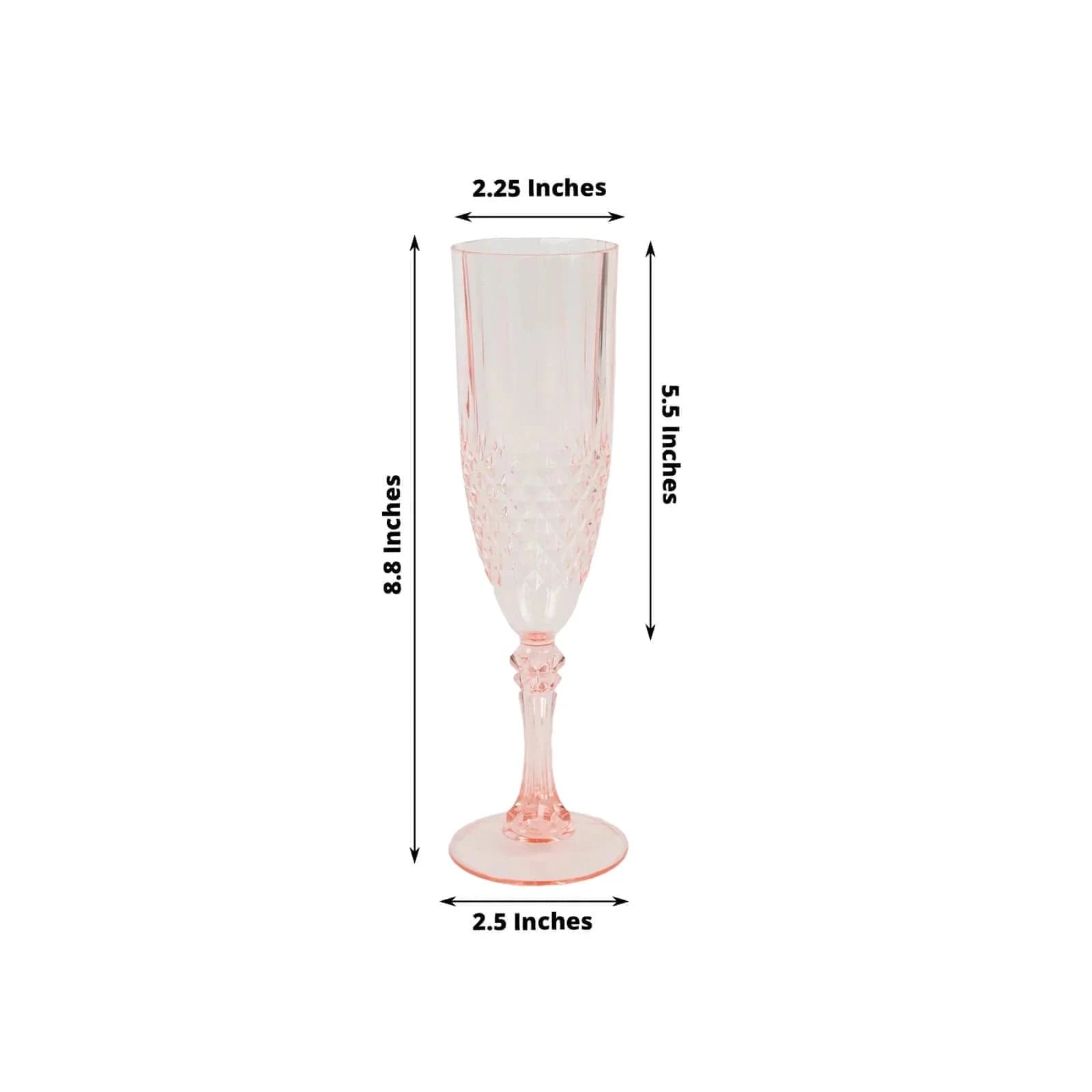 6 Clear 8 oz Crystal Disposable Plastic Party Champagne Flutes