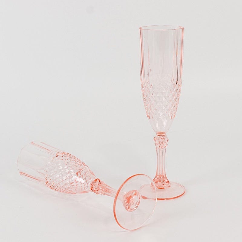 6 Clear 8 oz Crystal Disposable Plastic Party Champagne Flutes
