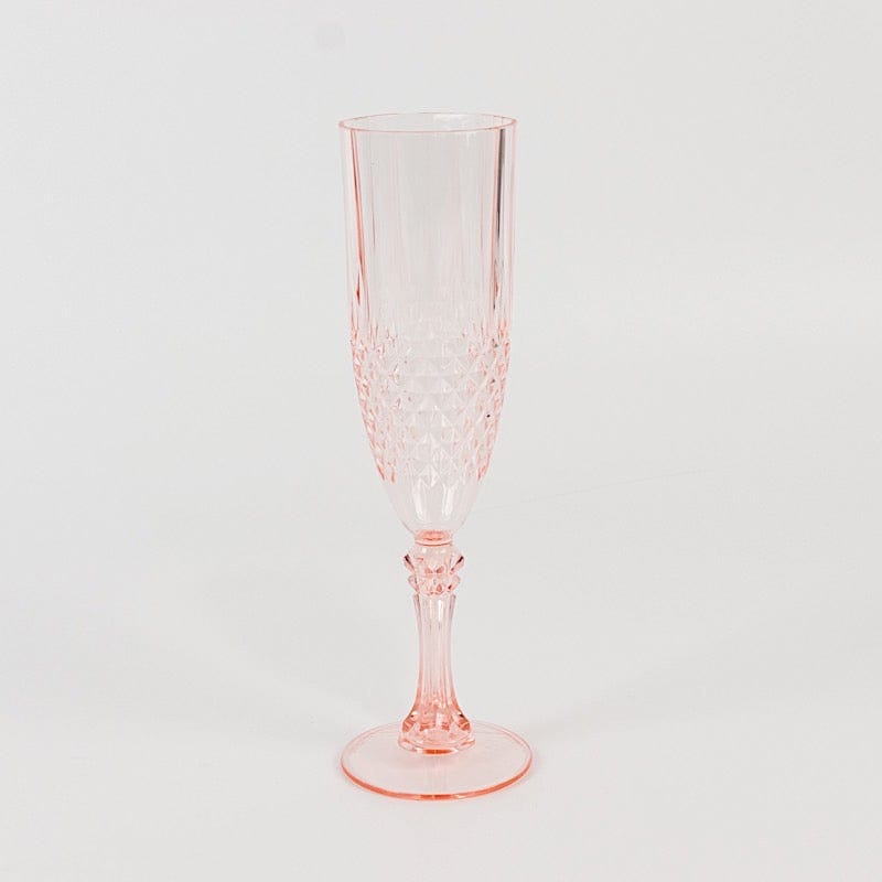 6 Clear 8 oz Crystal Disposable Plastic Party Champagne Flutes