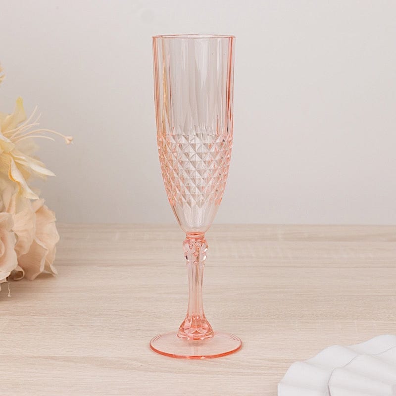 6 Clear 8 oz Crystal Disposable Plastic Party Champagne Flutes
