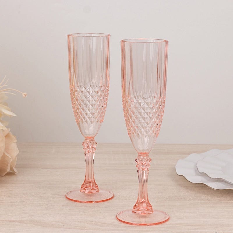6 Clear 8 oz Crystal Disposable Plastic Party Champagne Flutes