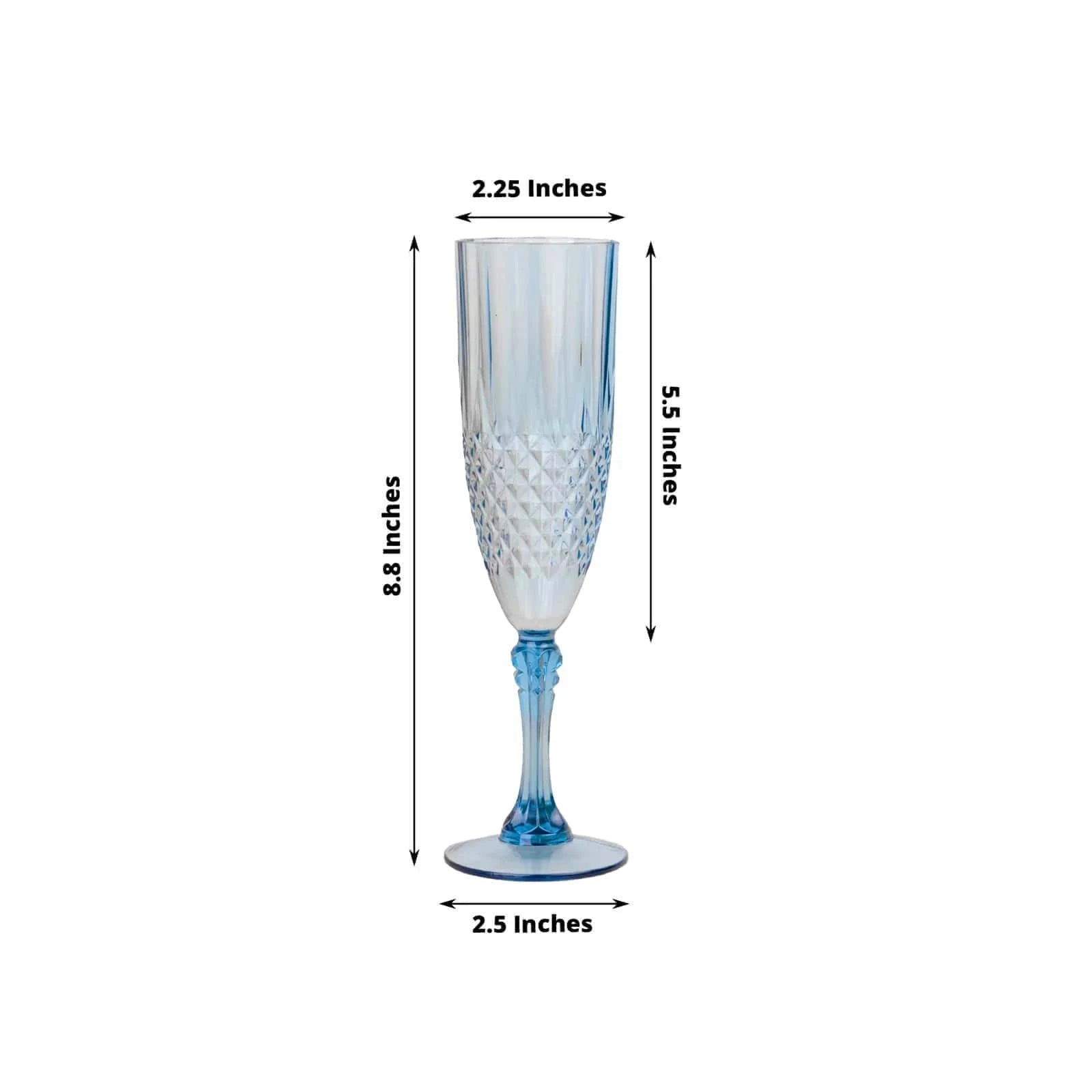 6 Clear 8 oz Crystal Disposable Plastic Party Champagne Flutes