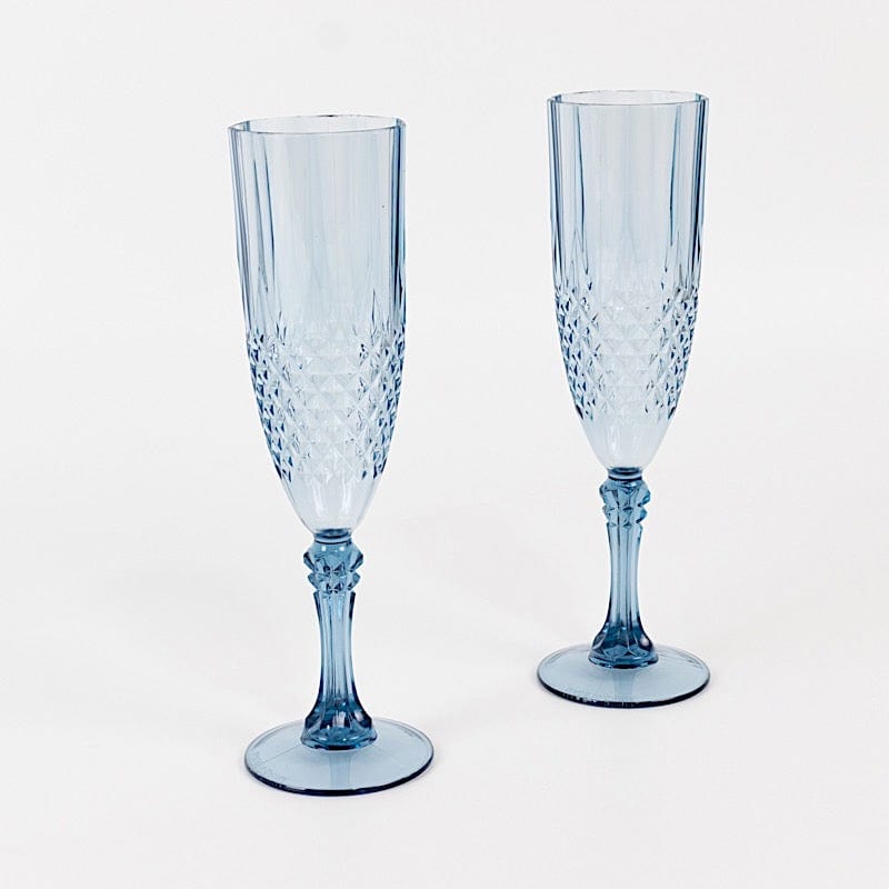 6 Clear 8 oz Crystal Disposable Plastic Party Champagne Flutes