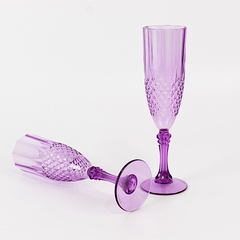 6 Clear 8 oz Crystal Disposable Plastic Party Champagne Flutes