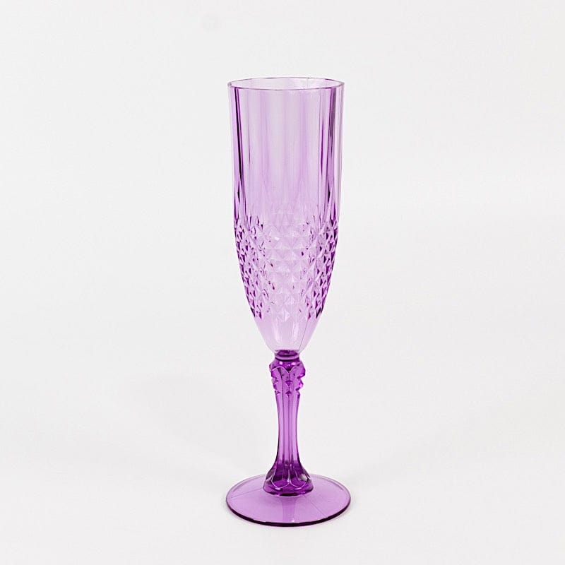 6 Clear 8 oz Crystal Disposable Plastic Party Champagne Flutes