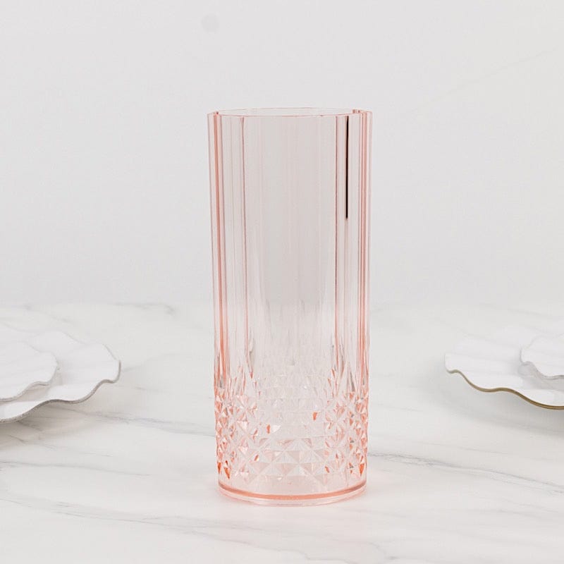 6 Crystal 14 oz Plastic Disposable Drinking Glasses