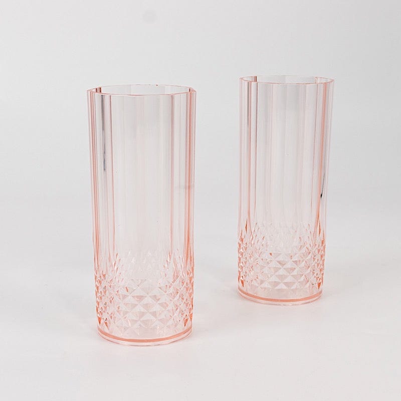 6 Crystal 14 oz Plastic Disposable Drinking Glasses