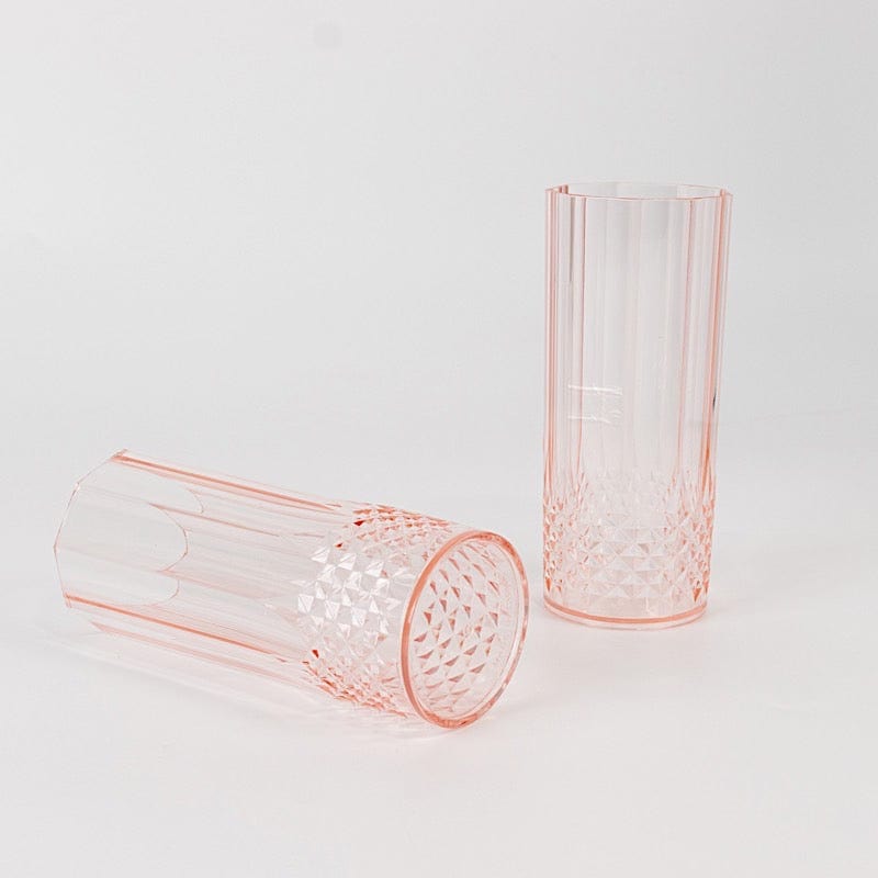 6 Crystal 14 oz Plastic Disposable Drinking Glasses