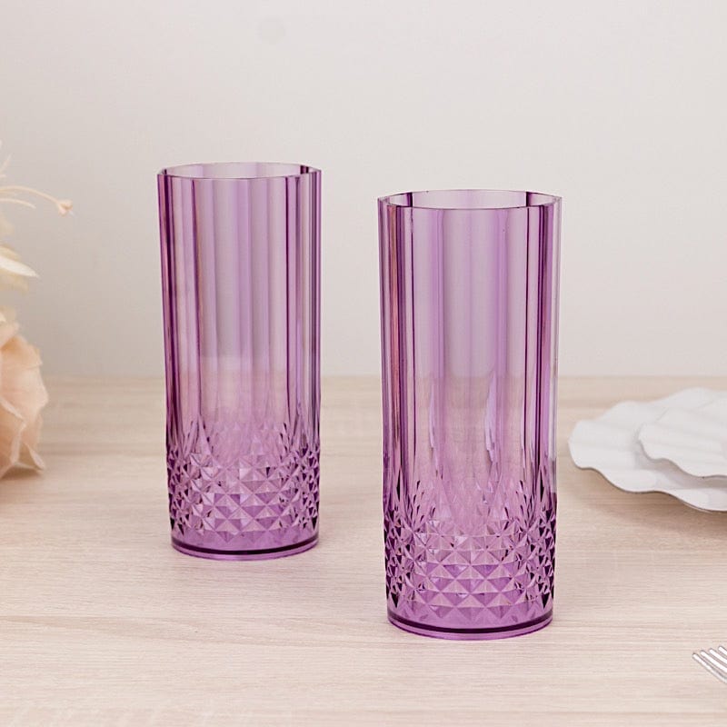 6 Crystal 14 oz Plastic Disposable Drinking Glasses