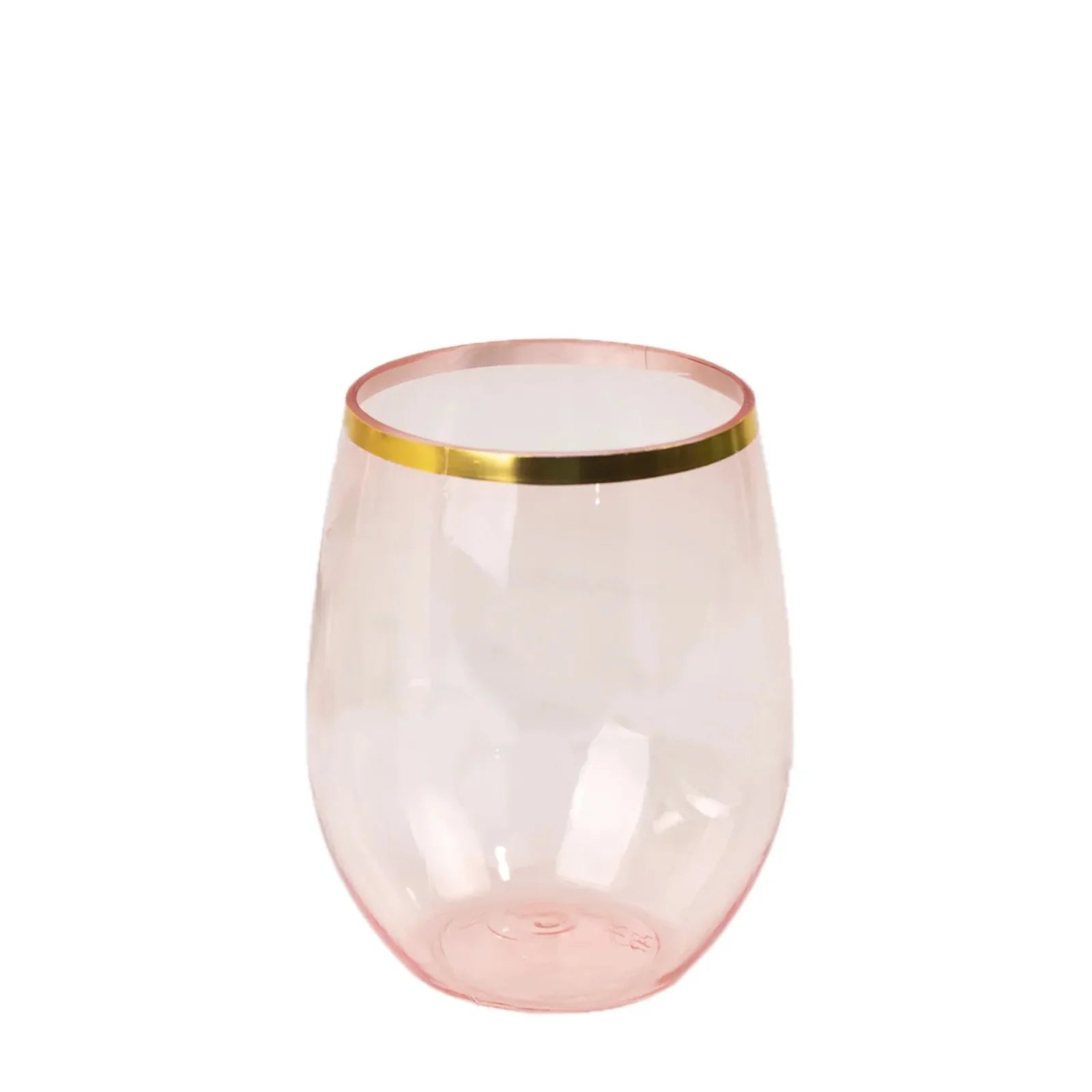 12 Gold Rim 14 oz Disposable Plastic Stemless Wine Glasses