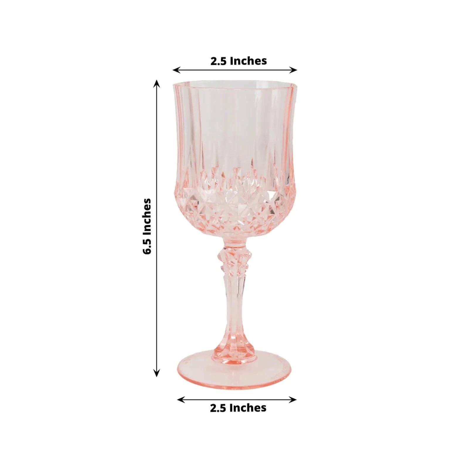 6 Disposable 8 oz Crystal Cut Goblets Plastic Wine Glasses