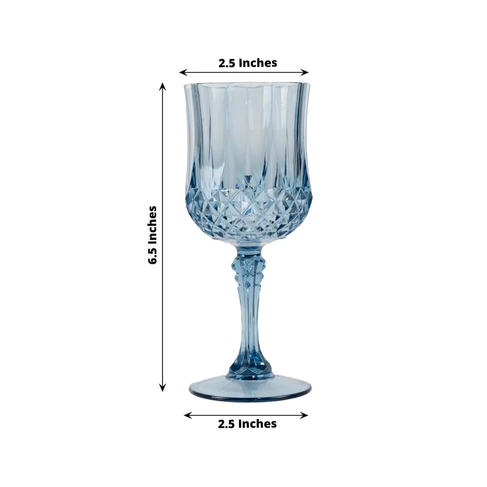 6 Disposable 8 oz Crystal Cut Goblets Plastic Wine Glasses