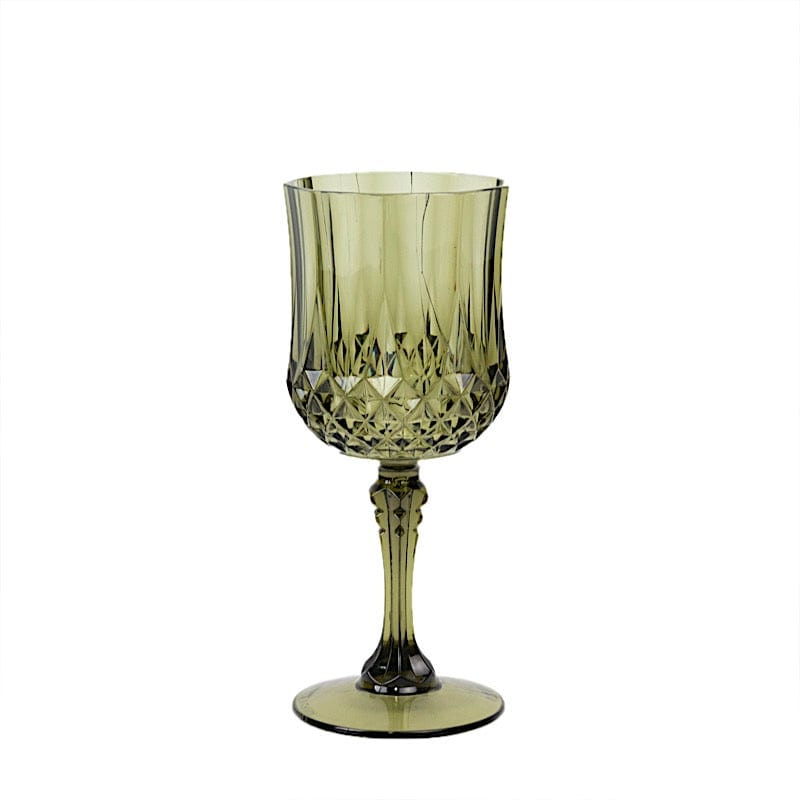 6 Disposable 8 oz Crystal Cut Goblets Plastic Wine Glasses