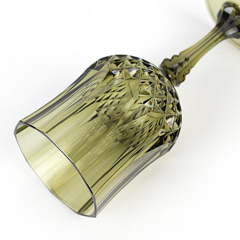 6 Disposable 8 oz Crystal Cut Goblets Plastic Wine Glasses