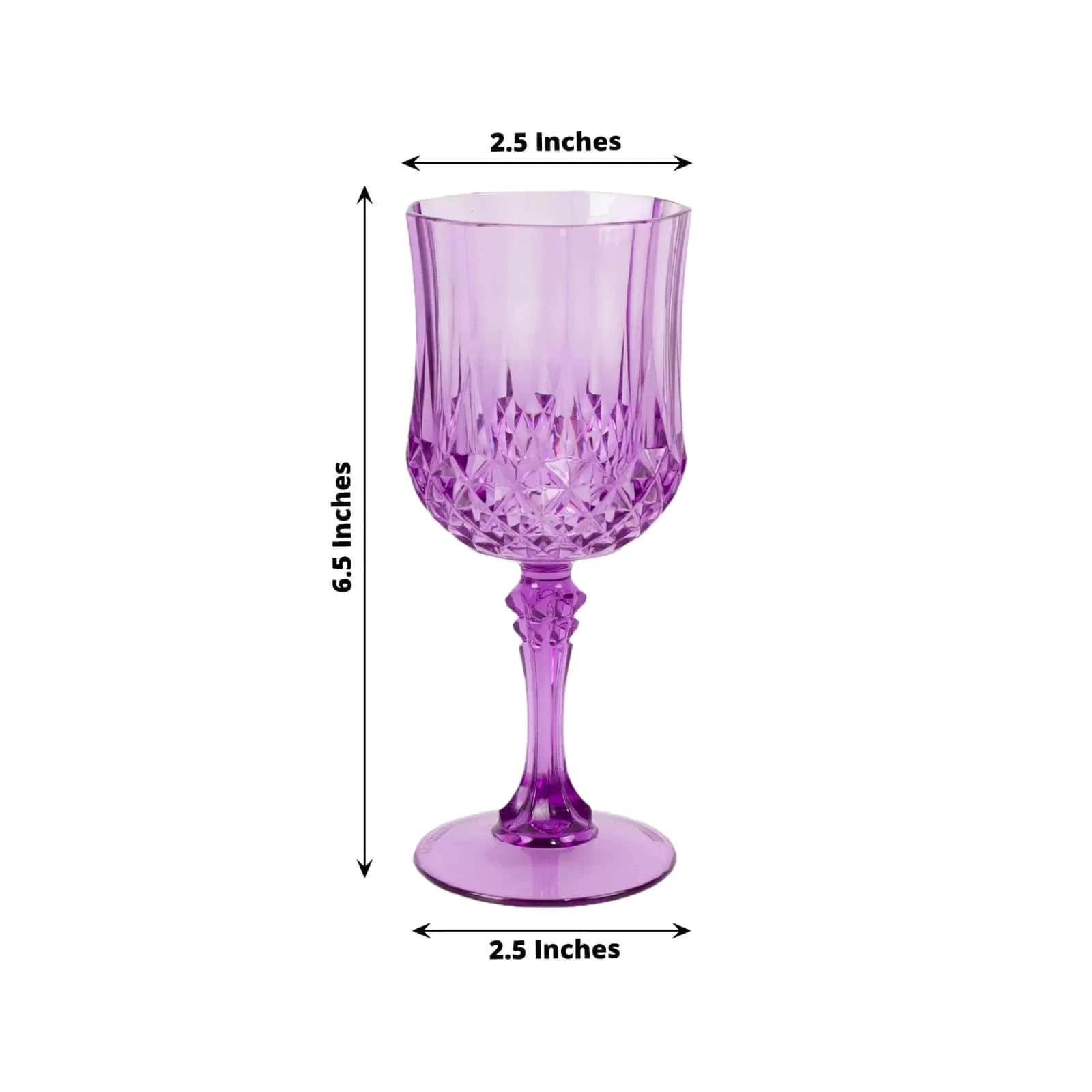 6 Disposable 8 oz Crystal Cut Goblets Plastic Wine Glasses