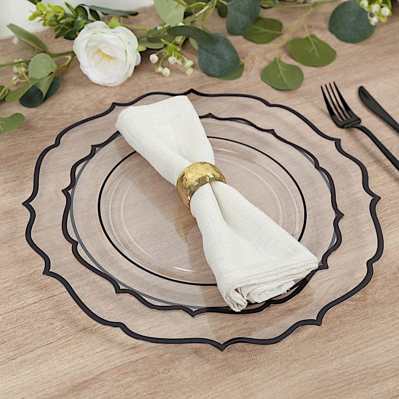 10 pcs 10 in Disposable Plastic Dinner Plates With Scalloped Rim