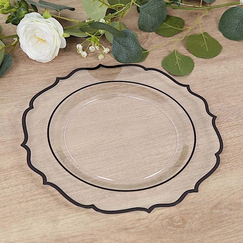 10 pcs 10 in Disposable Plastic Dinner Plates With Scalloped Rim