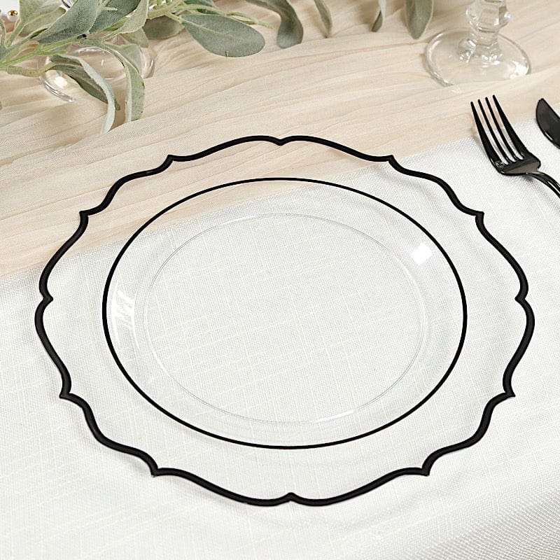 10 pcs 10 in Disposable Plastic Dinner Plates With Scalloped Rim