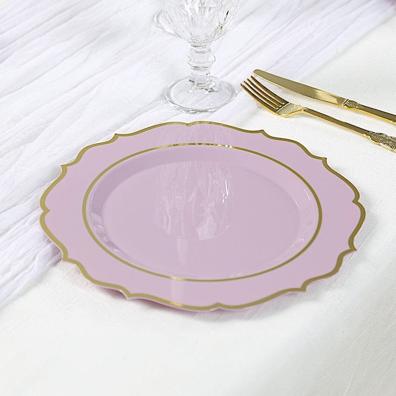 10 pcs 10 in Disposable Plastic Dinner Plates With Scalloped Rim