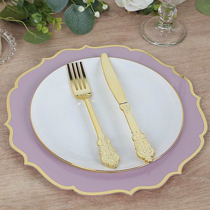 10 pcs 10 in Disposable Plastic Dinner Plates With Scalloped Rim