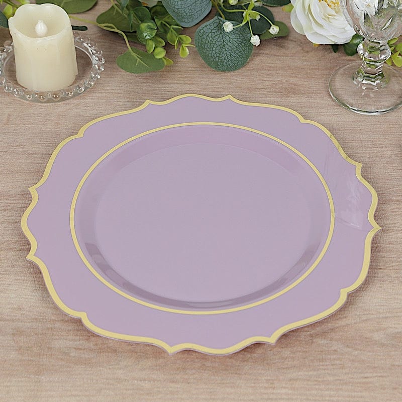 10 pcs 10 in Disposable Plastic Dinner Plates With Scalloped Rim