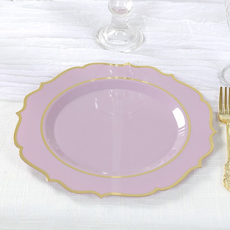 10 pcs 10 in Disposable Plastic Dinner Plates With Scalloped Rim