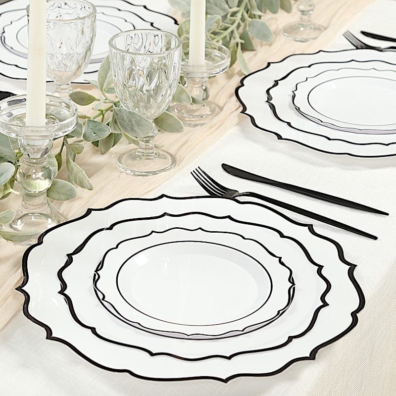 10 pcs 10 in Disposable Plastic Dinner Plates With Scalloped Rim