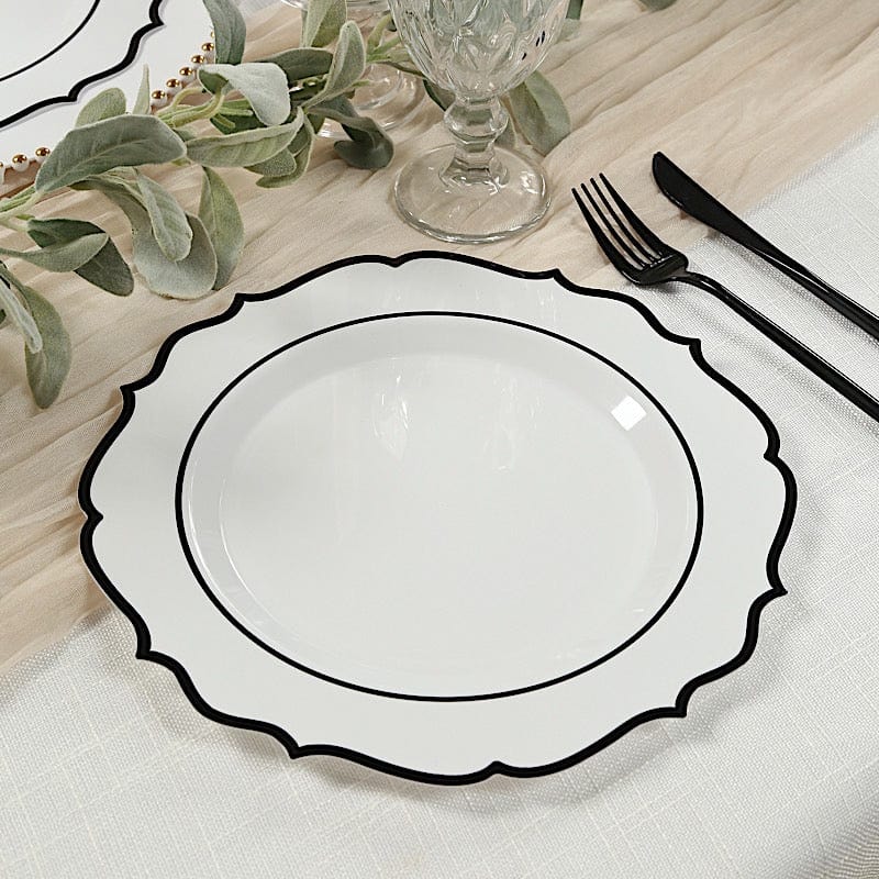 10 pcs 10 in Disposable Plastic Dinner Plates With Scalloped Rim