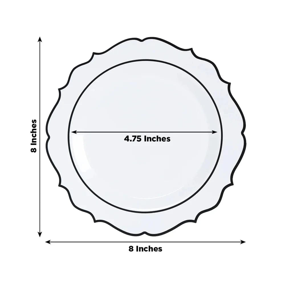 10 pcs 8 in Disposable White Plastic Dessert Plates
