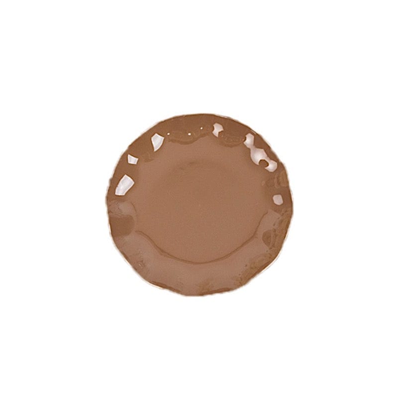 10 Round Disposable Salad Dinner Plastic Plates with Gold Wavy Trim