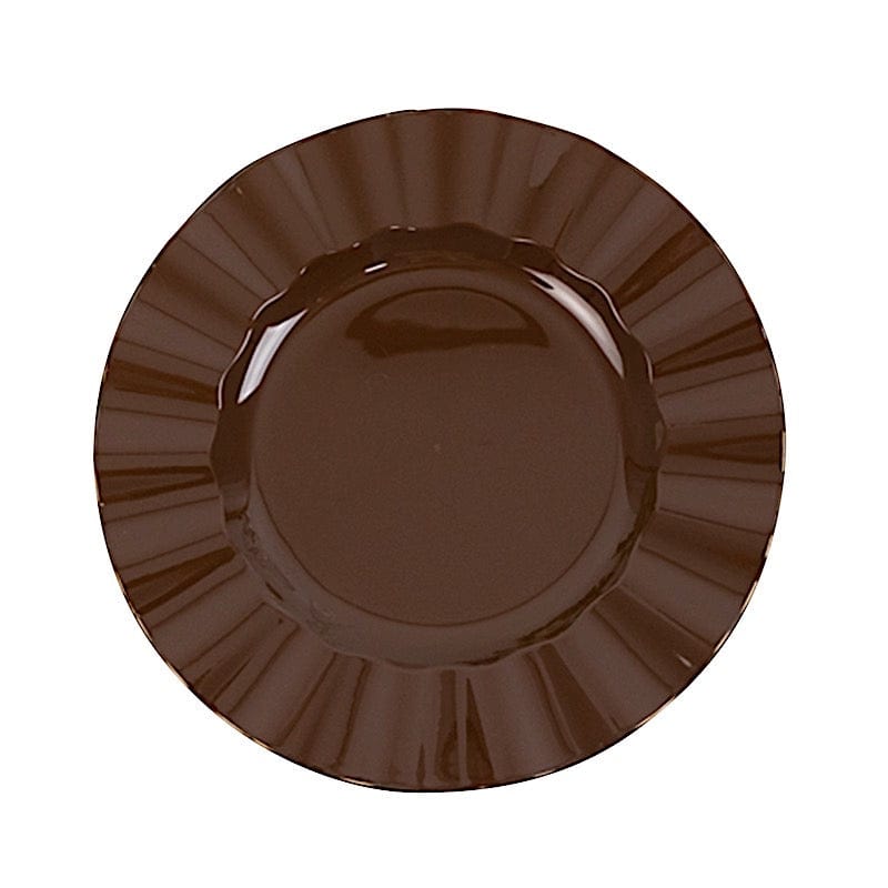 10 Round Disposable Salad Dinner Plastic Plates with Gold Wavy Trim