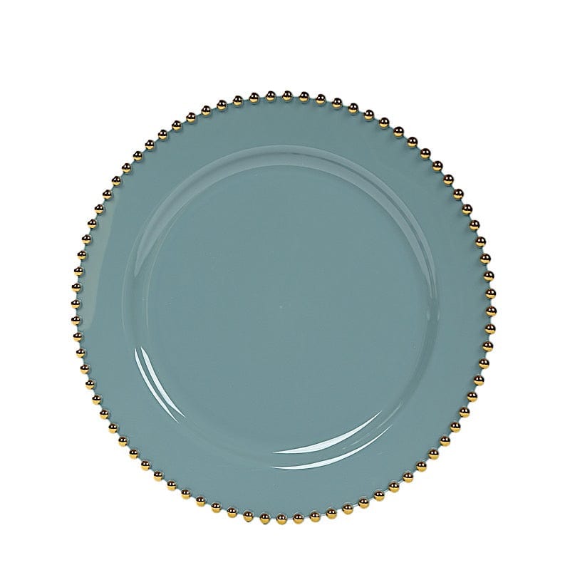 10 Round Disposable Plastic Salad and Dinner Plates with Beaded Trim
