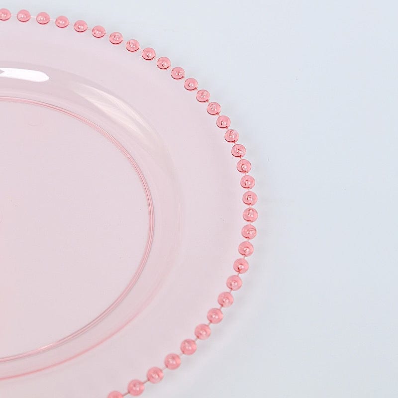 10 Round Disposable Plastic Salad and Dinner Plates with Beaded Trim